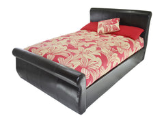Sleigh Side Lift Leather Ottoman Bed