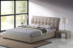 Strong Low Valencia Faux Leather Bed in Stone