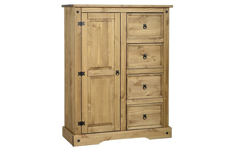 Corona 1 Door 4 Drawer Low Wardrobe